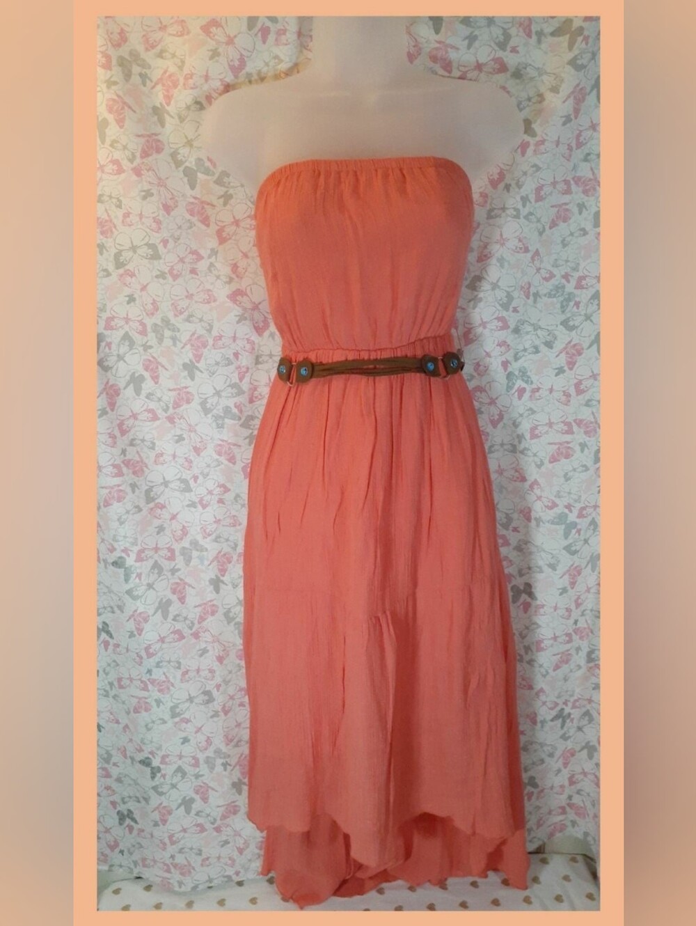 New Look Hi-lo Belted Strapless Maxi Dress